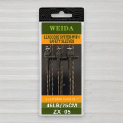 Монтаж лідкор з ковзною кліпсою Weida ZX-05, 45lb, 75см, 3шт/уп